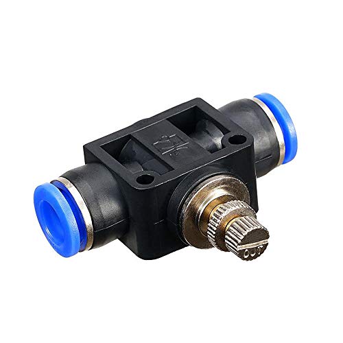 Metalwork Air Flow Control Valve with Push-to-Connect Fitting, In-Line Speed Controller Union Straight, 8mm to 8mm, 5/16" Tube OD x 5/16" Tube OD (Pack of 2) - size: 8mm