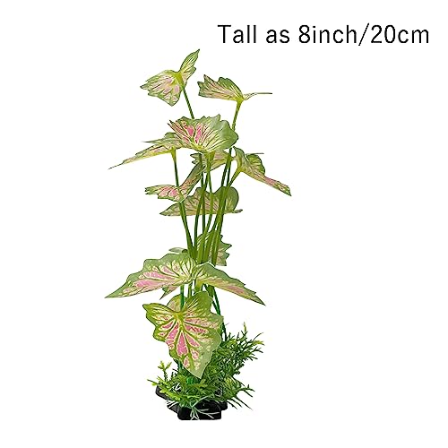 Aquarium Plant Fish Tank Decoration Small Plastic Artificial Plant Goldfish Fish Hide (Rainforest Leafs-Pink-Large-Set) (Rainforest Leafs-Pink-Large-Set) - color: Rainforest Leafs-pink-large-set