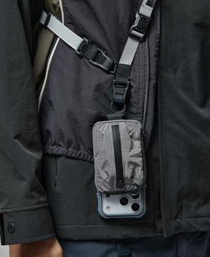 bitplay Magnetic Mini Pouch, Magsafe Compatible Phone Pouch, Tear Resistant Everyday Carry Card Holder, Key Slot with Water Repellent Zipper, Grey - color: Grey