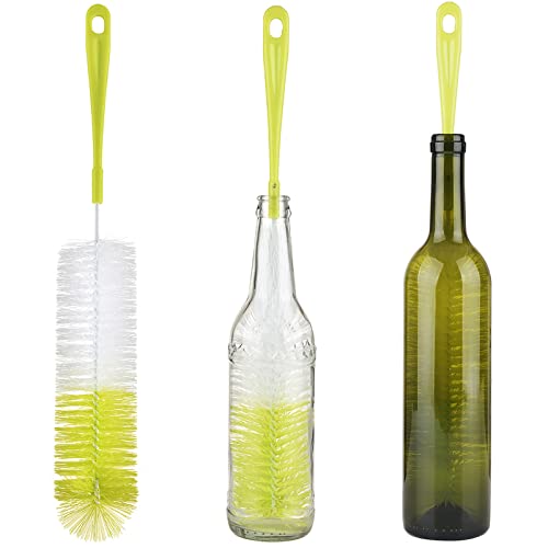 ALINK 3-Pack Long Narrow Neck Bottle Cleaning Brush for Beer, Wine, Flask, Thermos, Sport Well, Brewing Bottle and Hummingbird Feeder and Long Narrow Neck Sport Bottles - color: Ligth Green