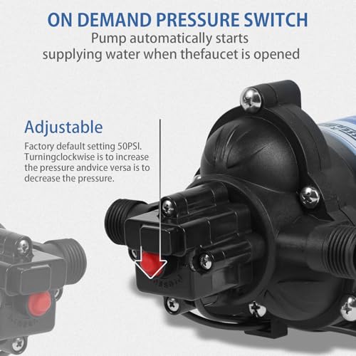 WASSERMANN Water Pressure Pump 115 Volt AC 4.0GPM 55PSI,Water Pump Self Priming Diaphragm Pump with Pressure Switch for Kitchen Bathroom Marine Yacht Garden - size: Small