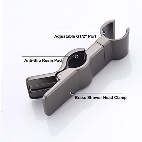 Adjustable Shower Head Holder for Slide Bar, Biveah Universal 20-25MM O.D Grab Bar Handshower Mount Slider Clamp Bathroom Replacement, Gun Black, KZS020GB - color: Gun Black