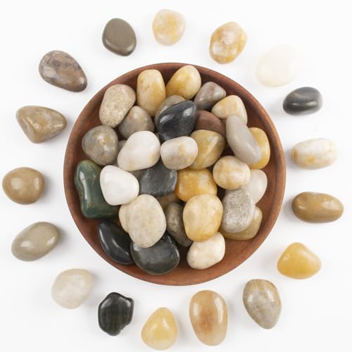 40lbs 0.5-1 Inch River Rocks, Decorative Mixed Pebbles for Garden Landscaping, Indoor Plants, Fish Tanks, Vases, and Succulents – Ideal for Home Decoration and Outdoor Gardens (Mixed, Weight: 40 LB) - color: Mixed, size: Weight: 40 LB