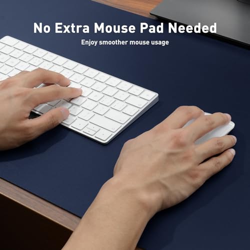 Aothia Leather Desk Pad Protector, Mouse Pad, Office Desk Mat, Non-Slip PU Leather Desk Blotter, Laptop Desk Pad, Waterproof Desk Writing Pad for Office and Home (Dark Blue,23.6" x 13.7") - color: Dark Blue, size: 23.6" x 13.7"