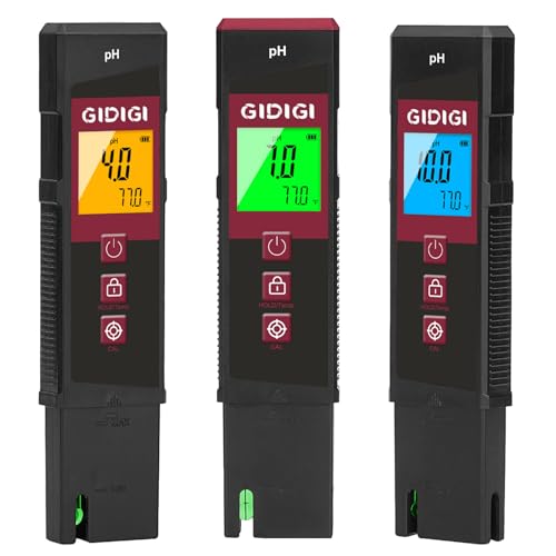 Digital pH Meter High Accuracy UL-Certified Water Tester with 6 Packs Calibration Powders Color LCD Backlit Display with pH Test Strip for Pools Hydroponics Aquariums Hot Tubs Drinking Water - color: Black