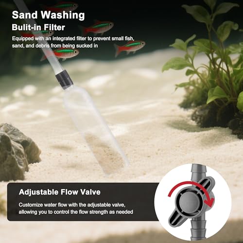 7 Pieces Fish Tank Vacuum Gravel Cleaner Kit with Aquarium Cleaning Kit, Gravel Vacuum for Aquarium Water Change and Remove Dirt Sand