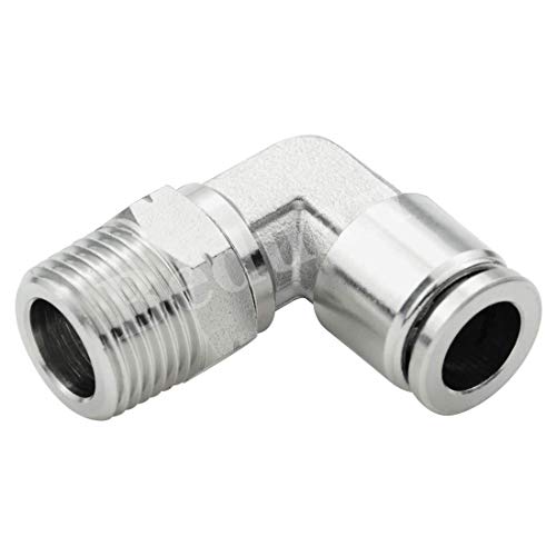 Beduan Push to Connect Fitting Elbow, 1/4" Tube OD x 1/2" NPT Male 90 Degree Elbow Adapter 304 Stainless Steel Air Union Fitting - size: 1/4"Tube OD-1/2"NPT, style: 1Pc
