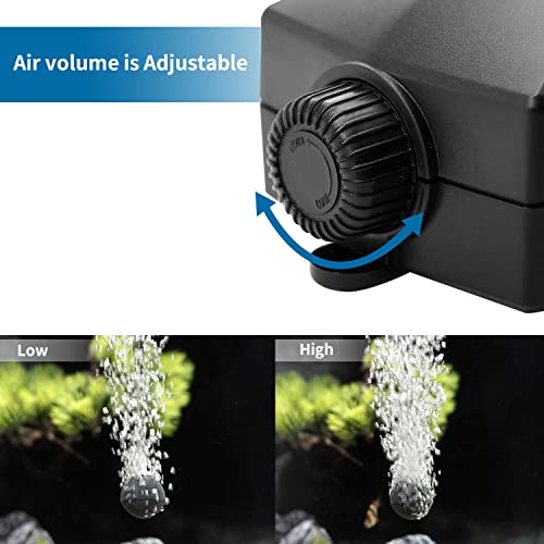 Aquarium Air Pump Single Outlet/Dual Outlet Adjustable Aerator with Accessories for 10-100 Gallon Fish Tank - style: M-100 2W (10-30gal)