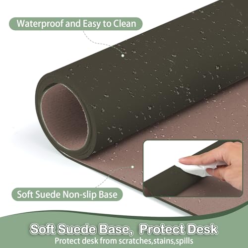 Boutilon Leather Desk Pad Protector,Non-Slip Mouse Pad,Laptop Desk Pad,Office Mouse Mat,Waterproof Leather Desk Blotter,Desk Writing Pad for Office and Home (S-Coffee,24"x 14") - color: Coffee, size: S 24" x 14"