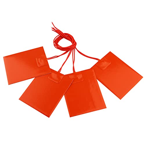 DERNORD 4PCS 12V 25W Silicone Heating Pad Rubber Flexible Heater Mat 80mm X 100mm - size: 12V 25W