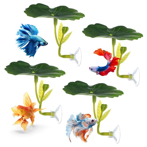 3 Pcs Betta Fish Hammock, Betta Leaf Hammock for Bettas Fish with Suction Cup, Safe Resting Spot for Fishes Tank