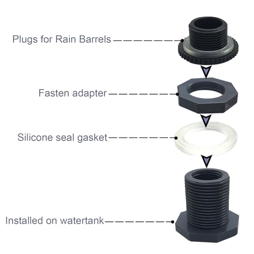 NPT 1.25 Female PVC Heavy-Duty Bulkhead Fitting with Plug Silicon Seal Gasket Water Tank Connector for 2.56 Inch Hole Saw Rain Barrels, Aquariums 2Pcs (Thickened Version) - size: 1-1/4 NPT Female