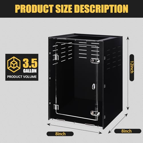 8" x 8" x 12" PVC Reptile Enclosure, Ventilated Arboreal Tank for Geckos & Juvenile Reptiles, Escape-Proof Front Opening Terrarium with Screen Top & Acrylic Door - size: 8"8"12"