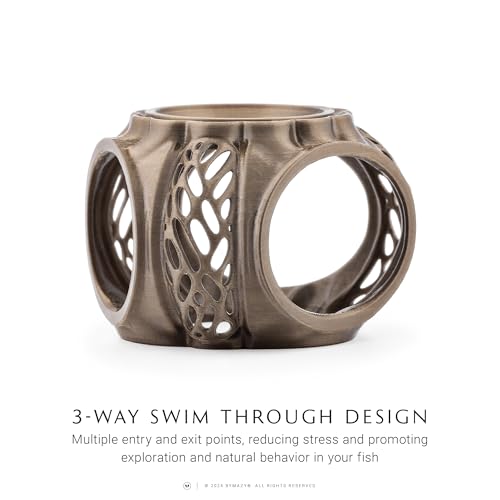 Betta Lair | Swim Through Aquarium Cave & Hideaway – Fish Tank Decoration with Shrimp Feeding Dish for Betta, Shrimp & Small Fish (Clear White, Small) - color: Clear White, size: Small