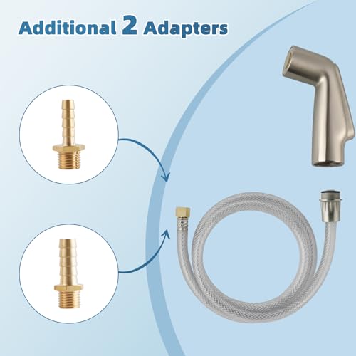 Hygie Rinse Kitchen Sink Spray Attachment/Hose/Holder Set Compatible with Moen/Delta Faucet, Kitchen Side Sprayer, Kitchen Sink Faucet Sprayer Replacement, Brushed Nickel - color: Brushed Nickel, style: Sprayer Head/Hose/Holder Set