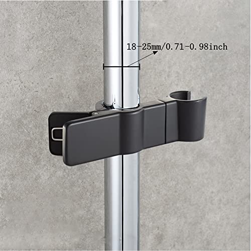 Adjustable Shower Head Holder for Slide Bar,Universal 18-25MM O.D, Rail Head Bracket Holder for Slide Bar Slider Clamp Bathroom Replacement (Black) - size: Black