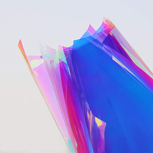 Holographic Decorative Iridescent Window Film Adhesive Glass Film Chameleon Rainbow Effect for Home Decal DIY Christmas Party Decoration, 17.7Inch x 10Feet, Cool Color - color: Cool Color, size: 17.7Inch x 10Feet