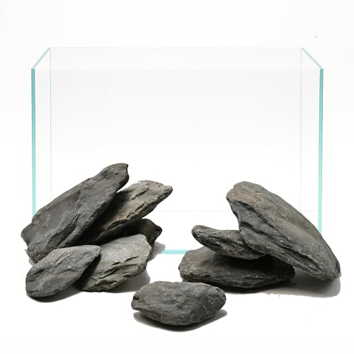 20lb Natural Stone Turtle Rocks for Tank 8-10pcs Basking Platform Stone, Natural Slate Rocks for Reptiles, Aquarium & Aquascape Decor(2-10 Inches) - size: 20lb(8-10pcs)