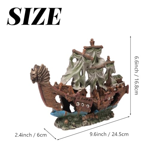 Fish Tank Decorations Aquarium Shipwreck Adornment Aquarium Décor Thematic Ornaments Fish Tank Accessories for Shrimp or Betta Fish Hideout - color: Ship