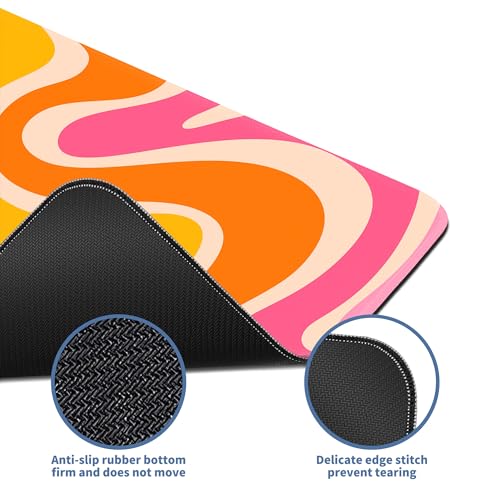 Boho XL Mouse Pad Large Desk Mat Extended Keyboard Mouse Pad Abstract Mousepad with Non-Slip Base and Stitched Edge Minimalist Mouse Mat Desk Pad 31.5 x 11.8 in Mouse Pads for Desk Home Office Gaming - color: Boho Abstract