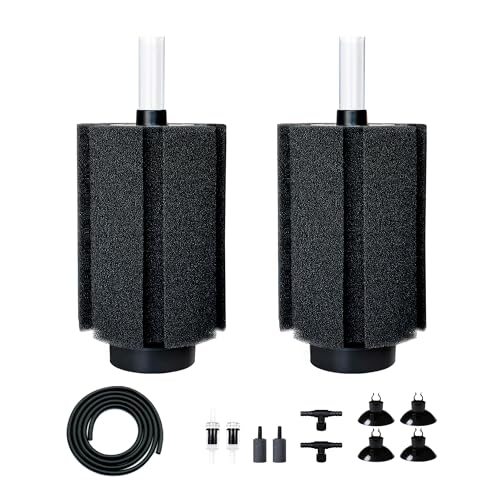 100-120 Gal Large Aquarium Sponge Filter with Air Stone and Ceramic Media,2 Pack Quiet Fish Tank Filters fit Breeding Fry Betta Shrimp Fish Tank - size: Large(2 Pack) for 80-150 Gal