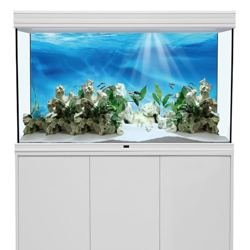 AWERT Undersea Theme Aquarium Background Colorful Coral Tropical Fish Sunshine Underwater World Fish Tank Background 72x24 inches Vinyl - size: 72x24in/180x60cm