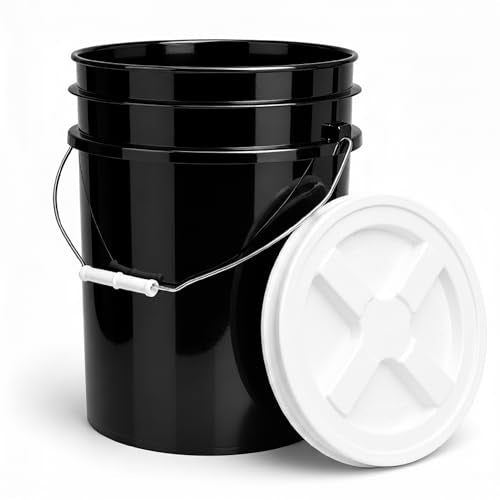 ePackageSupply 5 Gallon Bucket - Food Grade Bucket with Airtight Gamma Seal Screw-On Lid, BPA-Free, Heavy-Duty 90 Mil HDPE Plastic, Bulk Storage, Durable Container, Made in USA, Black/White, 6 Packs - color: Black/White, size: 6 Packs