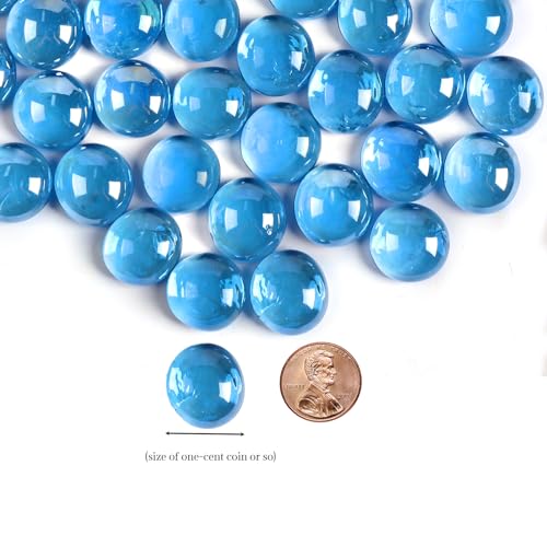 5 lb Light Blue Glass Beads for Vases, 500 Pcs Glass Pebbles, Flat Marbles Stones for Vase, Aquarium, Candle, Crafts, Centerpieces and Wedding Decoration - color: Light Blue, size: 5LB