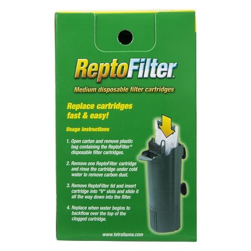 Tetra ReptoFilter Medium Filter Cartridges for Terrariums, 3 Count, Fits TetraFauna ReptoFilter 20 gal, Viquarium, and Decorative ReptoFilter