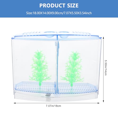 Transparent Mini Fish Tank 7.08X5.51X3.54In Small Goldfish Aquarium with Luminous Aquatic Plants Desktop Breeding Tank Home Decor
