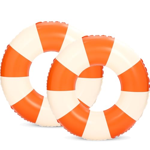 2 PCS Inflatable Pool Floats for Swimming Pool Party Lake Beach Adults - Floaties Pool Tubes Swim Rings Tubes Floaties for Beach Pool Party Decorations - color: Orange, size: 29"