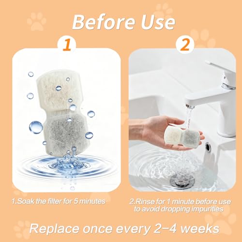 32 Pack Cat Water Fountain Filters,16 Pack Cat Water Fountain Replacement Filters & 16 Pack Pre-Filter Sponges,Fountain Filter Replacement for S11 and 74oz