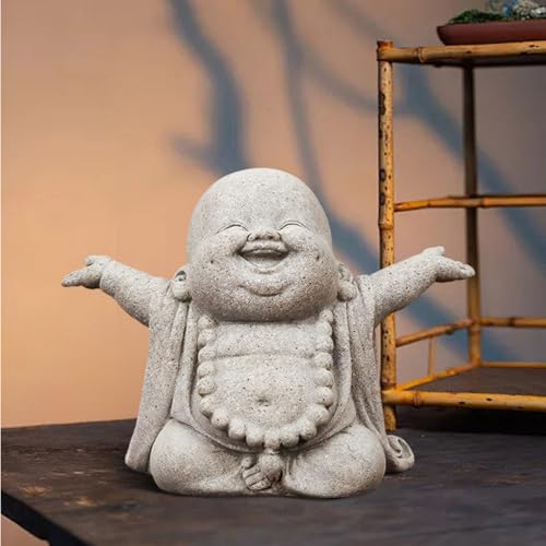 OwMell Japanese Jizo Monk Statue, Buddha Jizo Figurine Memorial Aquarium Statue Ornament - Laughing Buddha - color: Laughing Buddha