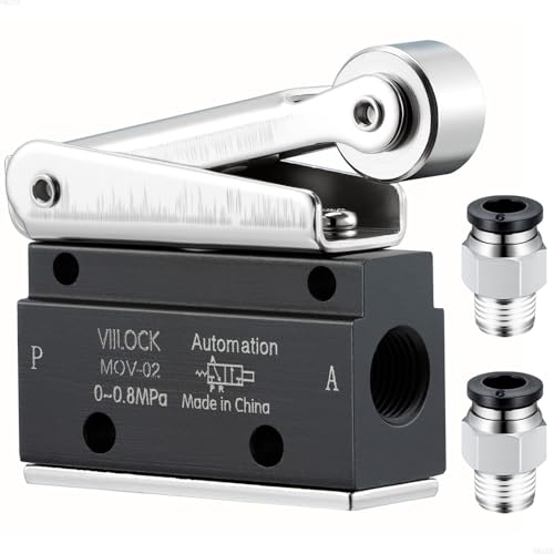 Pneumatic Mechanical Valve, 2 Position 2 Way 1/8”PT Roller Lever Type Normally Closed Air Valve MOV-02 - size: 1/8”PT, style: 2 Position 2 Way