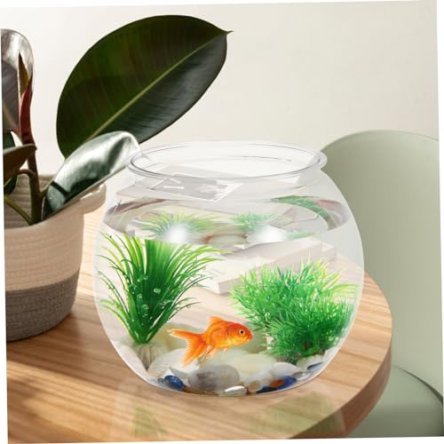 Happyyami Transparent Desktop Aquarium Tank for Betta Multi- Office Decor Stylish Fish Bowl for Plants Fish Elegant Tabletop Decoration