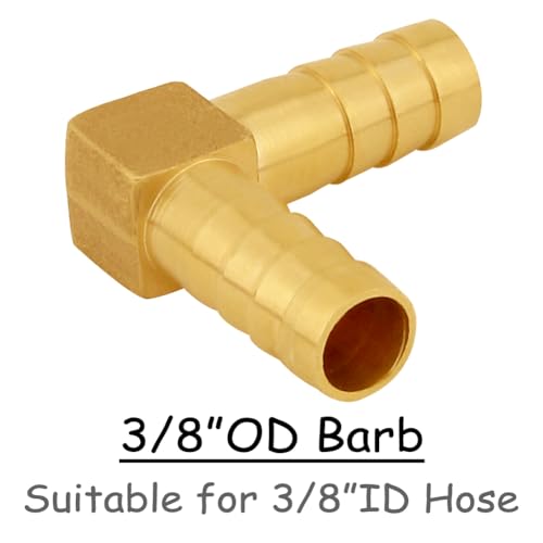 Uenede 3PCS Solid Brass 3/8"OD Barb Elbow Fittings 2-Way 90 Degree L Right Angle Block Barbed Fitting for Water/Oil/Gas - size: 3/8" Barb, style: Elbow (2-Way)