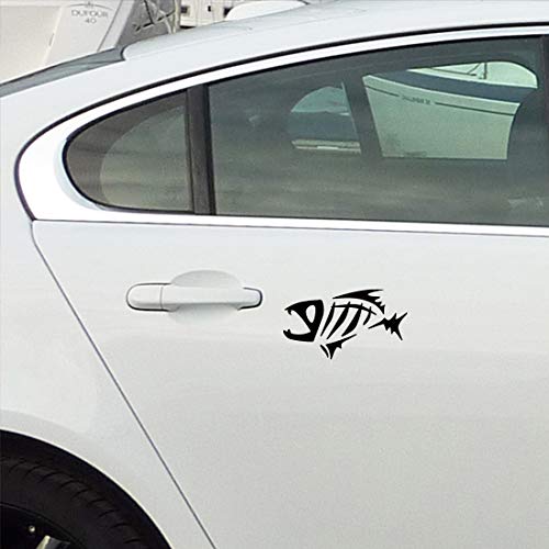 Fish Skeleton (Black) (Set Of 2) Premium Waterproof Vinyl Decal Stickers For Laptop Phone Accessory Helmet Car Window Bumper Mug Tuber Cup Door Wall Decoration - color: Black, size: 6.8 inches x 3.9 inches