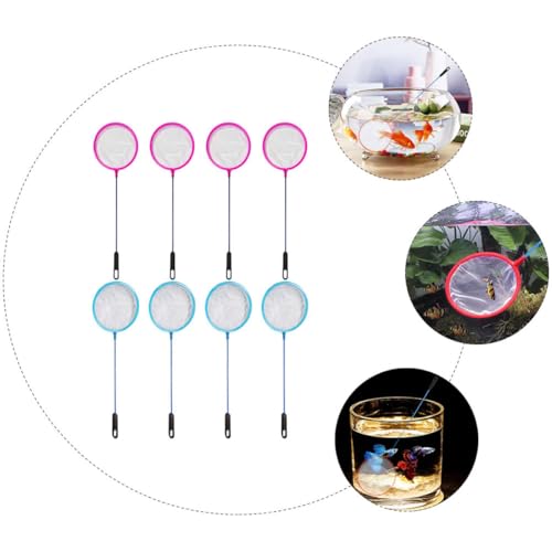 TEHAUX 8pcs Aquarium Fish Tank Nets Dense Fine Mesh Plastic Landing Nets for Fish and Shrimp Catching, Aquarium Cleaning Tool Suitable for Freshwater and Saltwater Tanks Random Color