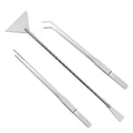 3Pcs Aquascaping Tools Kit, Long Stainless Steel Aquatic Plant Tweezers, Scrapers, Long Handle Feeder Tools for Fish Aquariums, Reptiles Snakes Lizard Gecko Spider and Bird (Silver) - color: Silver