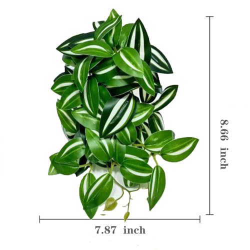 Reptile Plants for Terrarium Decor, Amphibian Habitat Decor, Snake Tank Accessories, Artificial Hanging Plants with Suction Cup-2 Packs (Zebrina Green) - color: Zebrina Green