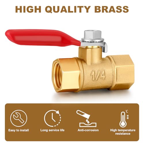 1/4 Inch Valve Npt Air Compressor Brass Heavy Duty Valve double Female Shut off Switch 1/4 NPT Thread Pipe Fitting (Double Female 10PCS) - color: Female x Female 10PCS