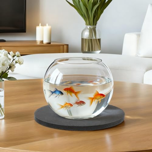 POPETPOP Fish Tank Mat 11.81 Inch Round Aquarium Pad Waterproof Shock Absorption Non-Slip Cushion for Small Aquariums and Betta Fish Tank Accessories