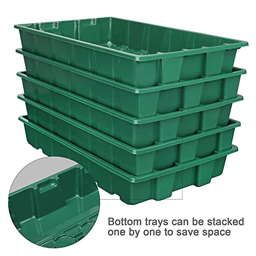 MIXC Seedling Trays Seed Starter Tray, 10-Pack Mini Propagator Plant Grow Kit Greenhouse with Humidity Vented Domes and Base for Seeds' Starting (40 Cells Per Tray, Total 400 Cells), Green - color: Green, size: 40-Cell 10-Pack