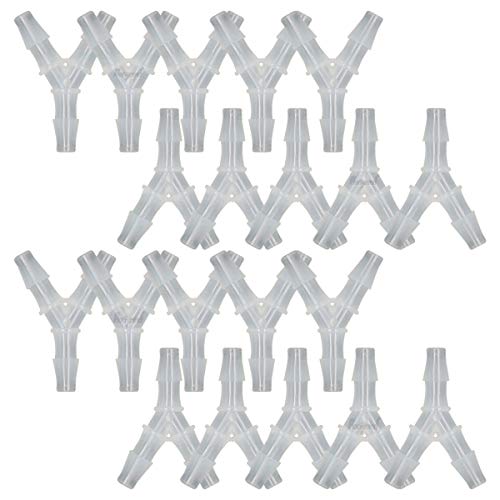 plastic 5/16" Y shape 3 way barbed connector for air hose, water pipe pp polypropylene barb fitting. (Pack of 20 pcs) - style: 20pcs, 5/16" O.D.