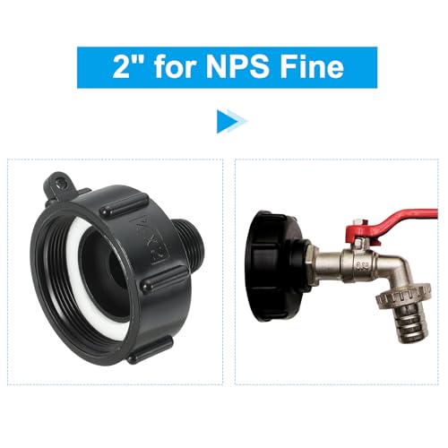 PATIKIL 275 330 IBC Tote Adapter, Drain Adapter, 2 Pcs 2" Coarse Thread x 3/4" Male G Hose for Garden Hose Connection, Black