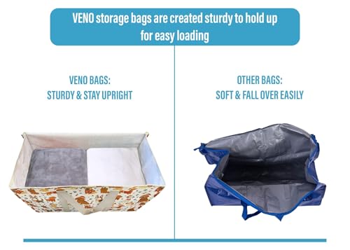 VENO 2 Pack Heavy Duty Moving Bags, Extra Large Storage Bags with Reinforced Handles & Strong Zippers, Foldable & Reusable Moving Box Alternative for Clothes & Dorm Storage - color: Holiday Pups, size: 2 Pack