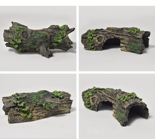 YZHZOM Resin Aquarium Wood Small Reptile Hide Aquarium cave Betta Log Aquarium Ornament pleco cave Snake Hideout (Tree bark)