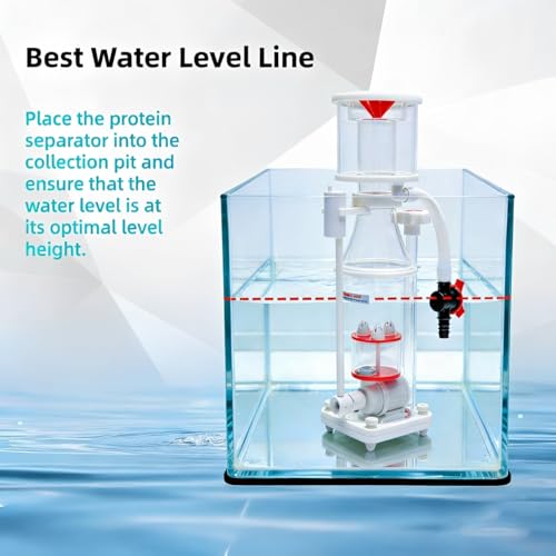 Protein Skimmer for 50-100 Gallon Saltwater Aquariums, Ultra Silent Operation (≤35dB), DC Pump with Adjustable Flow Control, Nano-Scale Protein Skimmer, Suitable for Saltwater Aquariums & Reef Tank