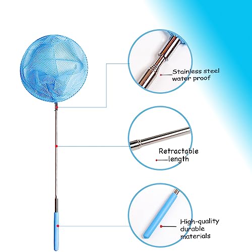 TSYAN Kids Telescopic Butterfly Fishing Nets for Kids Catching Insect Net Outdoor Tools for Catching Bugs Fish Insect Ladybird, Extendable 34 Inches and Anti Slip Grip (3Pcak) - color: 3 Pack