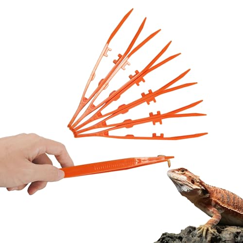 5-Pack Reptile Feeding Tongs Set - Hygienic Anti-Slip Orange Tweezers for Bearded Dragons, Lizards, Snakes, Aquariums & Small Animals(Five Colors to Choose from) - color: Orange